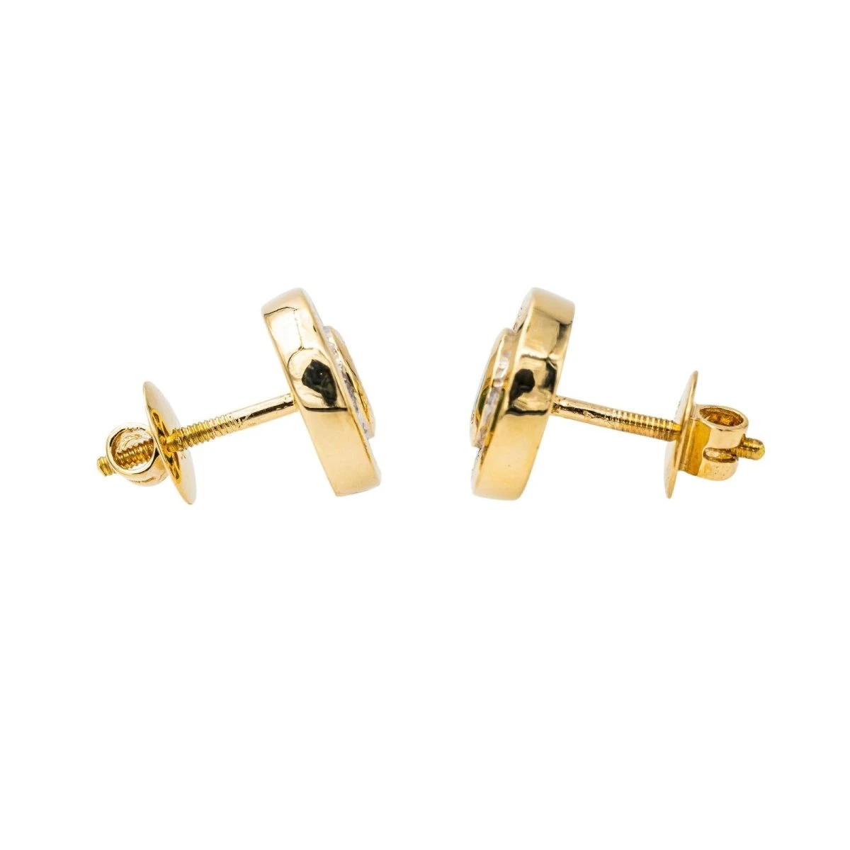 Boucles D'oreilles Puces En Or Jaune, émeraudes Et Diamants 5 Boucles D'oreilles Puces En Or Jaune, émeraudes Et Diamants – Image 5