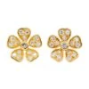Boucles D'oreilles Puces Fleurs En Or Jaune Et Diamants