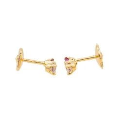 Boucles D'oreilles Puces En Or Jaune, Rubis Et Diamants -Castafiore Boutique boucles doreilles puces en or jaune rubis et diamants 402505