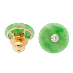 Boucles D'oreilles Puces En Or Jaunes, Jades Jadéite Et Diamants -Castafiore Boutique boucles doreilles puces en or jaunes jades jadeite et diamants 288826