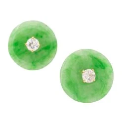 Boucles D'oreilles Puces En Or Jaunes, Jades Jadéite Et Diamants -Castafiore Boutique boucles doreilles puces en or jaunes jades jadeite et diamants 630772