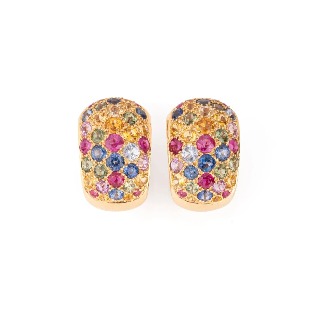 Boucles D'oreilles RENÉ BOIVIN En Or Jaune Et Saphirs De Couleurs 2 Boucles D'oreilles RENÉ BOIVIN En Or Jaune Et Saphirs De Couleurs – Image 2