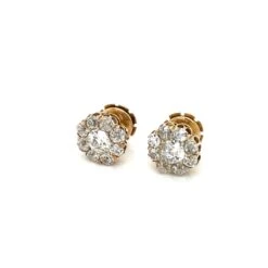 Boucles D'oreilles Retro 3.70 Carats Old Mine Cut Diamond Cluster -Castafiore Boutique boucles doreilles retro 370 carats old mine cut diamond cluster 328728