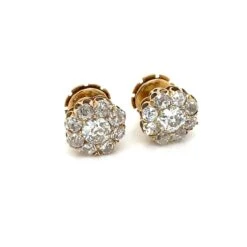 Boucles D'oreilles Retro 3.70 Carats Old Mine Cut Diamond Cluster -Castafiore Boutique boucles doreilles retro 370 carats old mine cut diamond cluster 435469