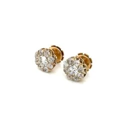 Boucles D'oreilles Retro 3.70 Carats Old Mine Cut Diamond Cluster -Castafiore Boutique boucles doreilles retro 370 carats old mine cut diamond cluster 505787