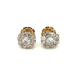 Boucles D'oreilles Retro 3.70 Carats Old Mine Cut Diamond Cluster -Castafiore Boutique boucles doreilles retro 370 carats old mine cut diamond cluster 900412