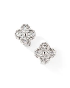 Osprey Boucles D'oreilles VAN CLEEF & ARPELS "Vintage Alhambra" En Or Blanc Et Diamant