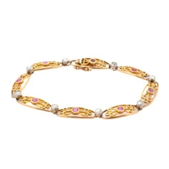 Bracelet Articulé En Or Jaune, Rubis Et Diamants