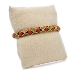 Bracelet Articulé En Or Jaune Et Corail Rouge -Castafiore Boutique bracelet articule en or jaune et corail rouge 422715