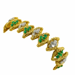 Bracelet Souple BOUCHERON En Or Jaune, émeraudes Et Diamants -Castafiore Boutique bracelet boucheron en or jaune emeraudes et diamants 835807