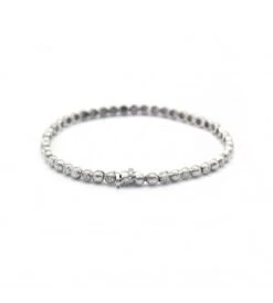 Bracelet Boules En Or Blanc Et Diamants