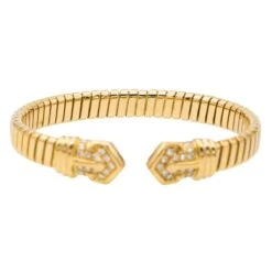 Bracelet Bulgari Maille Tubogas , Or Jaune Et Diamants -Castafiore Boutique bracelet bulgari maille tubogas or jaune et diamants 162779