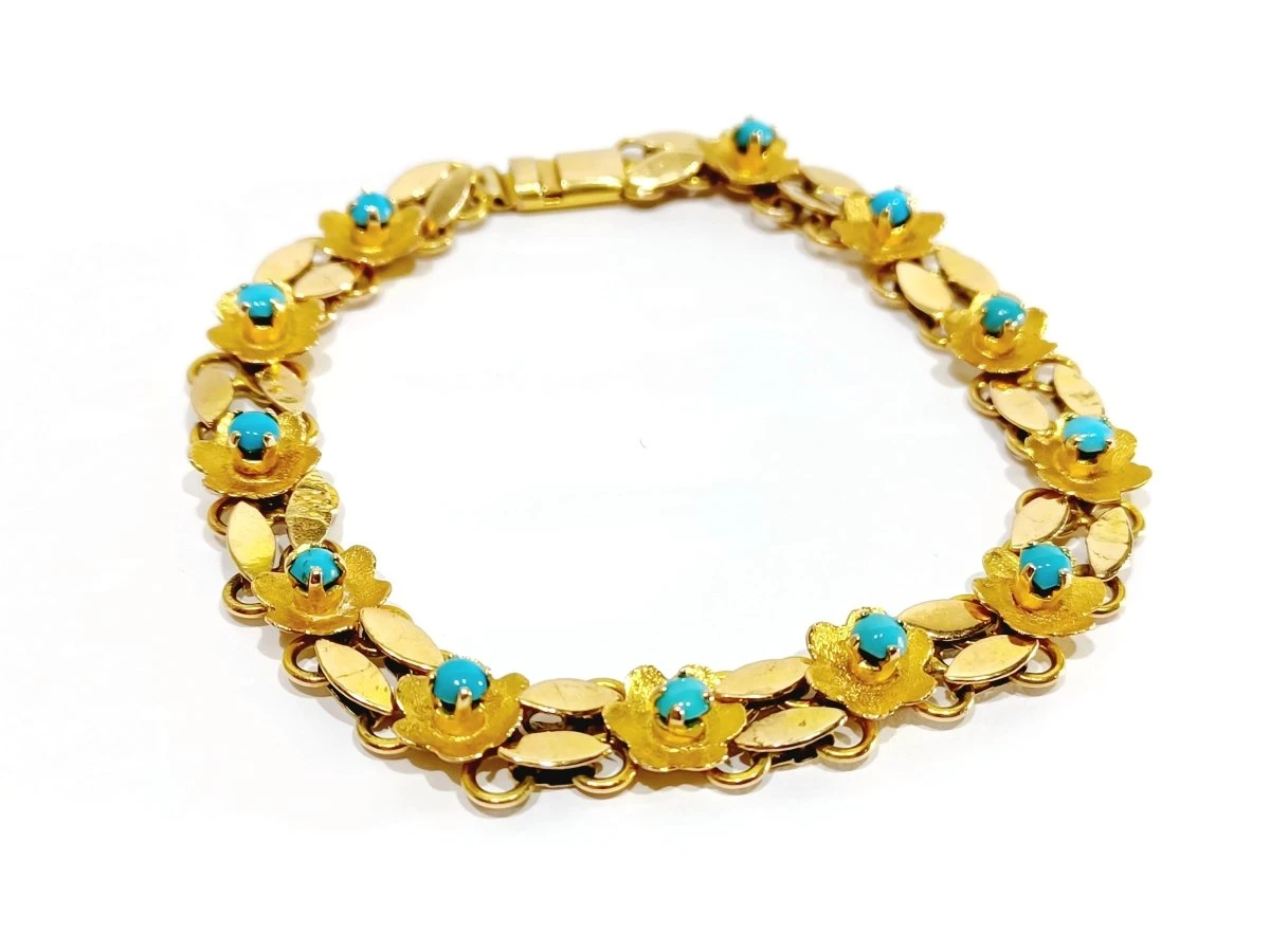 Bracelet En Or Et Turquoises 4 Bracelet En Or Et Turquoises – Image 4