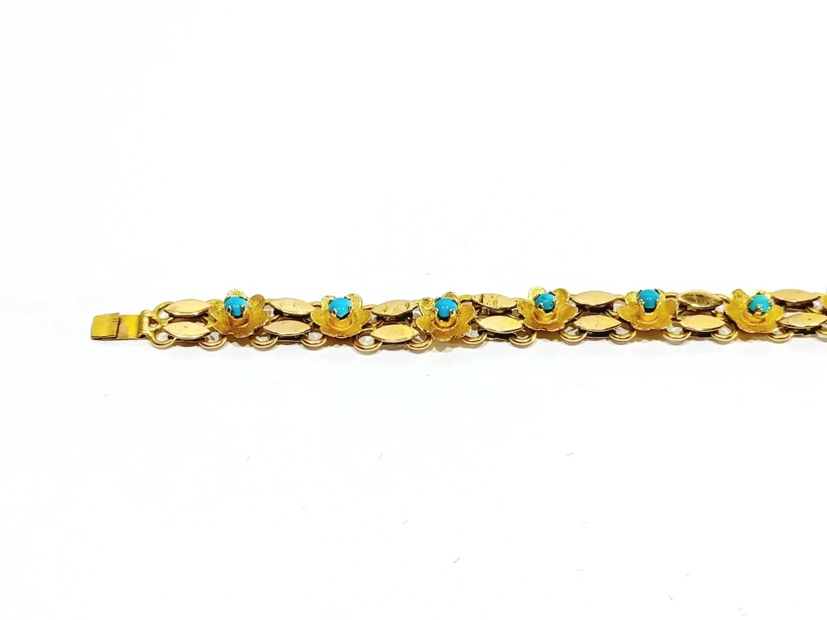 Bracelet En Or Et Turquoises 10 Bracelet En Or Et Turquoises – Image 10