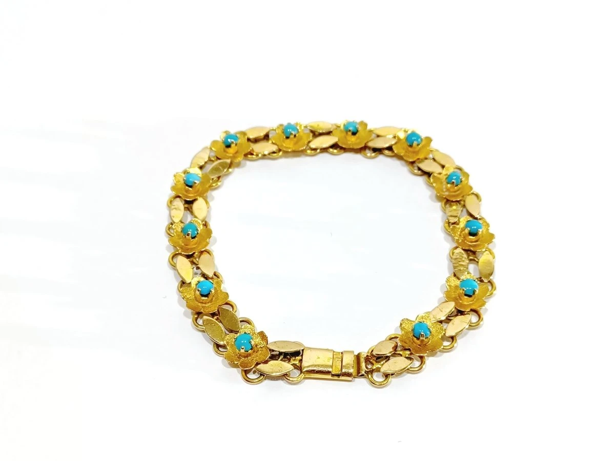 Bracelet En Or Et Turquoises 3 Bracelet En Or Et Turquoises – Image 3