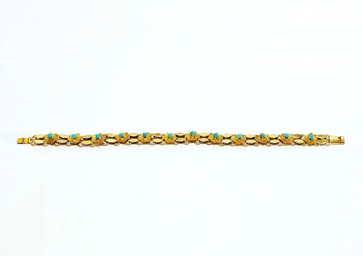 Bracelet En Or Et Turquoises 11 Bracelet En Or Et Turquoises – Image 11