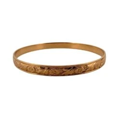 Bracelet En Or Jaune à Décor Gravé De Fleurs -Castafiore Boutique bracelet en or jaune a decor grave de fleurs 995226