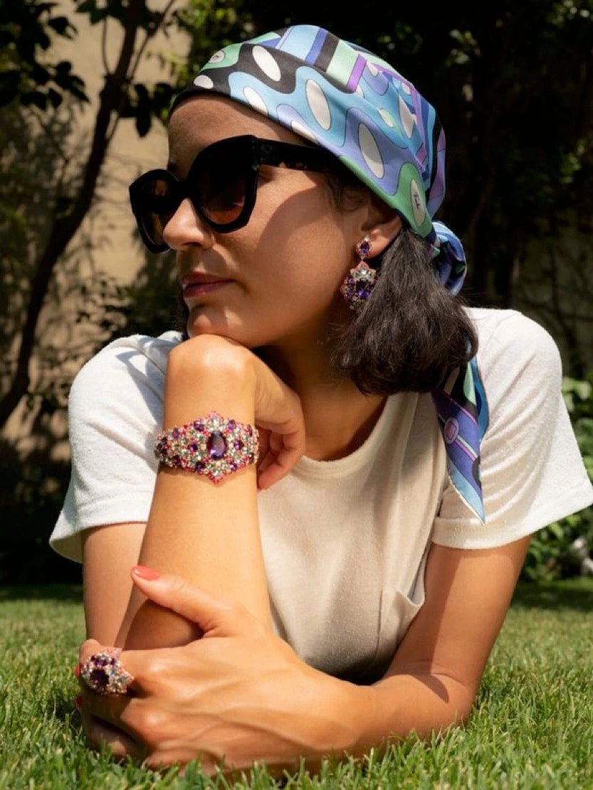 Bracelet En Or Jaune, Améthystes, Diamants, Saphirs Roses Et Topazes 9 Bracelet En Or Jaune, Améthystes, Diamants, Saphirs Roses Et Topazes – Image 9