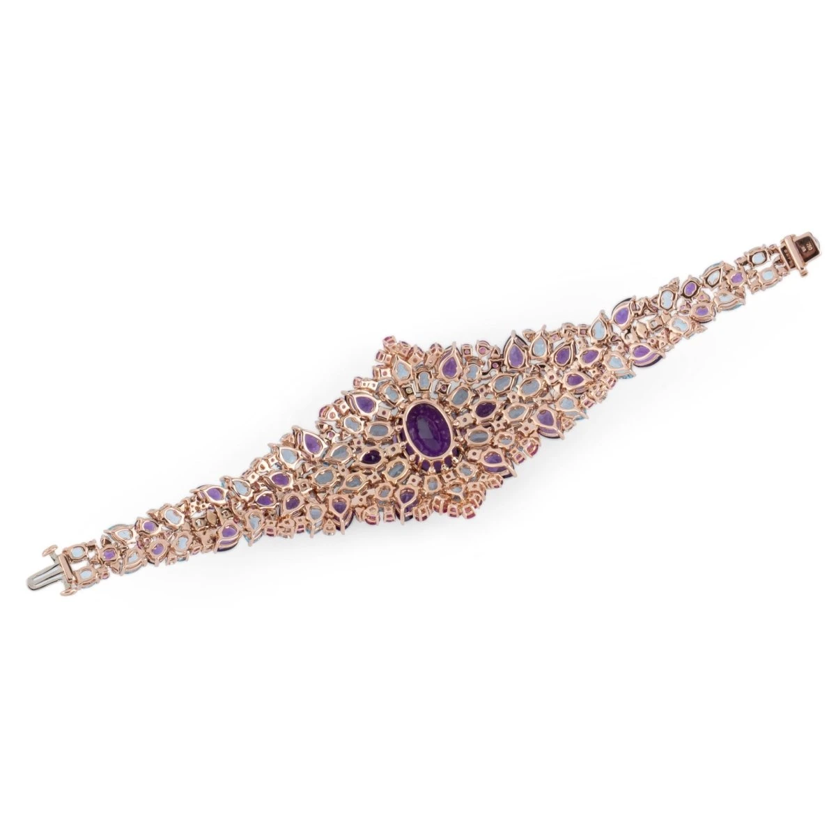 Bracelet En Or Jaune, Améthystes, Diamants, Saphirs Roses Et Topazes 7 Bracelet En Or Jaune, Améthystes, Diamants, Saphirs Roses Et Topazes – Image 7