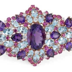 Bracelet En Or Jaune, Améthystes, Diamants, Saphirs Roses Et Topazes 12 Bracelet En Or Jaune, Améthystes, Diamants, Saphirs Roses Et Topazes -Castafiore Boutique bracelet en or jaune amethystes diamants saphirs roses et topazes 898138