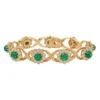 Bracelet En Or Jaune, émeraude Et Diamant