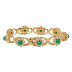 Bracelet En Or Jaune, émeraude Et Diamant -Castafiore Boutique bracelet en or jaune emeraude et diamant 468870