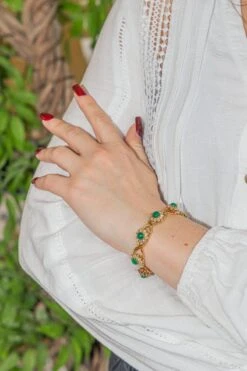 Bracelet En Or Jaune, émeraude Et Diamant -Castafiore Boutique bracelet en or jaune emeraude et diamant 609535