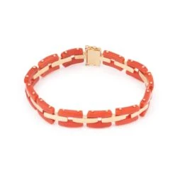 Bracelet En Or Jaune Et Corail
