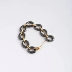 Bracelet En Or Jaune Et Hématite -Castafiore Boutique bracelet en or jaune et hematite 623346