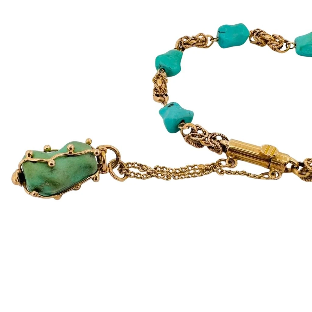 Bracelet En Or Jaune Et Turquoises 2 Bracelet En Or Jaune Et Turquoises – Image 2