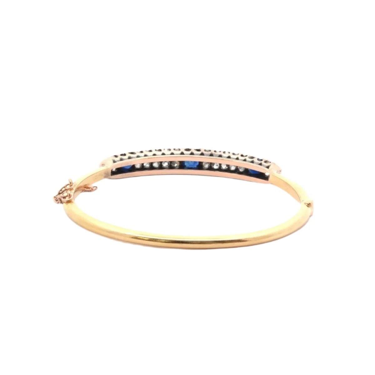 Bracelet Jonc En Or Jaune, Saphirs Et Diamants 3 Bracelet Jonc En Or Jaune, Saphirs Et Diamants – Image 3