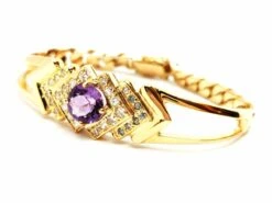 Bracelet Géométrique En Or Jaune, Améthyste Et Diamants -Castafiore Boutique bracelet geometrique en or jaune amethyste et diamants 454347