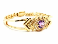 Bracelet Géométrique En Or Jaune, Améthyste Et Diamants -Castafiore Boutique bracelet geometrique en or jaune amethyste et diamants 856106