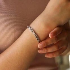 Bracelet Gourmette En Or Blanc Diamant -Castafiore Boutique bracelet gourmette en or blanc diamant 811426