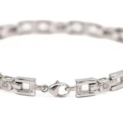 Bracelet Gourmette En Or Blanc Diamant -Castafiore Boutique bracelet gourmette en or blanc diamant 997149