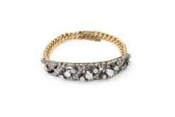 Bracelet Gourmette En Or Jaune, Argent Et Diamants -Castafiore Boutique bracelet gourmette en or jaune argent et diamants 799004