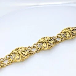 Bracelet Gourmette En Or Jaune, Style Art Nouveau -Castafiore Boutique bracelet gourmette en or jaune style art nouveau 633786