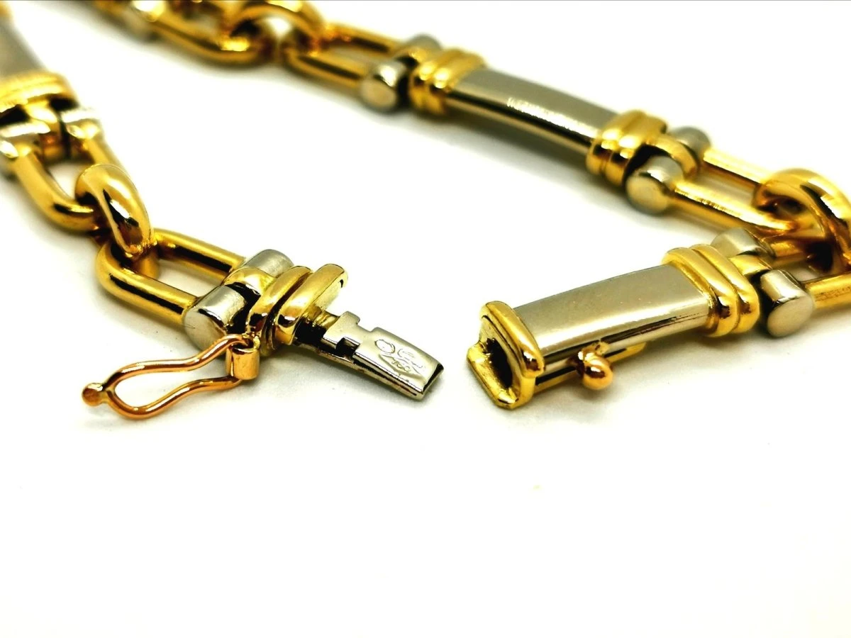 Bracelet Gourmette étrier En Ors Jaune Et Blanc 6 Bracelet Gourmette étrier En Ors Jaune Et Blanc – Image 6