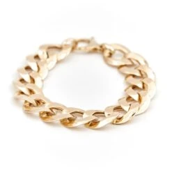 Bracelet Gourmette Imposante En Or Jaune