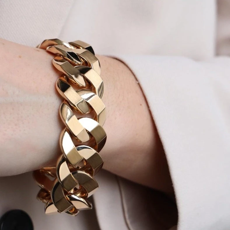 Bracelet Gourmette Maille Imposante En Or Jaune 2 Bracelet Gourmette Maille Imposante En Or Jaune – Image 2