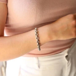 Bracelet Gourmette Maille Jaseron En Or Blanc -Castafiore Boutique bracelet gourmette maille jaseron en or blanc 322584