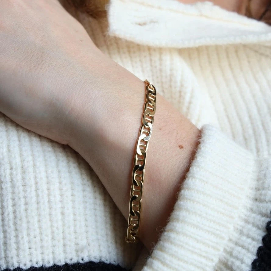 Bracelet Gourmette Maille Marine En Or Jaune 2 Bracelet Gourmette Maille Marine En Or Jaune – Image 2