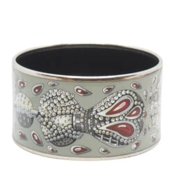 Bracelet Hermès Manchette En Métal Argenté à Décor