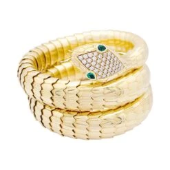 Miller Bracelet ILLARIO, "Serpent",en Or Jaune, Diamant Et Emeraude -Castafiore Boutique bracelet illario serpent en or jaune diamant et emeraude 647361