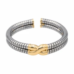 Bracelet Jonc BULGARI En Or Jaune Et Acier 10 Bracelet Jonc BULGARI En Or Jaune Et Acier -Castafiore Boutique bracelet jonc bulgari en or jaune et acier 685315
