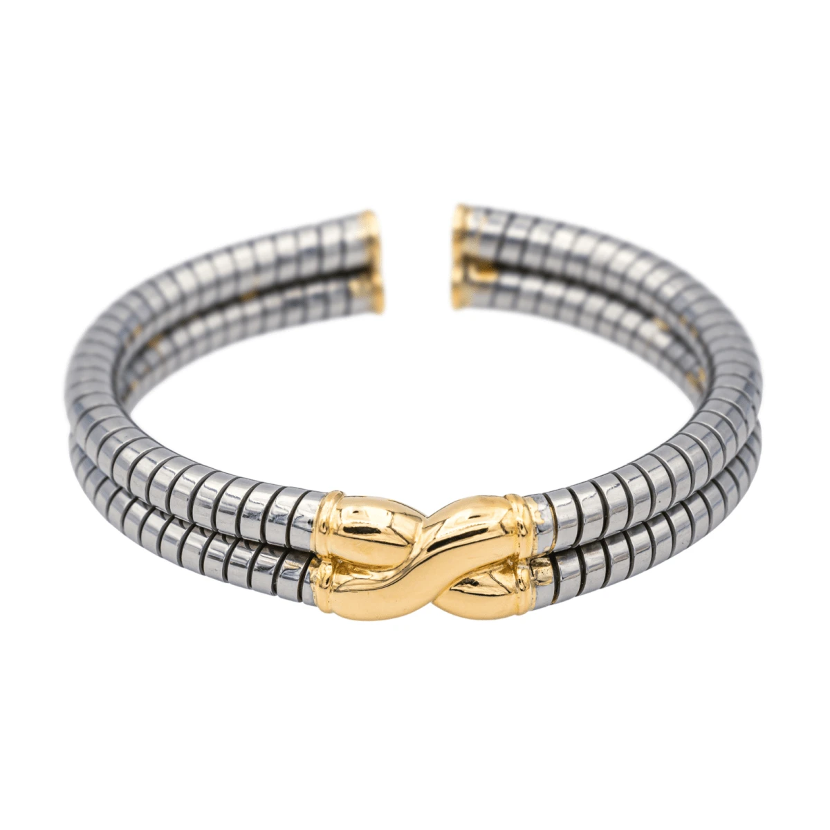 Bracelet Jonc BULGARI En Or Jaune Et Acier 3 Bracelet Jonc BULGARI En Or Jaune Et Acier – Image 3