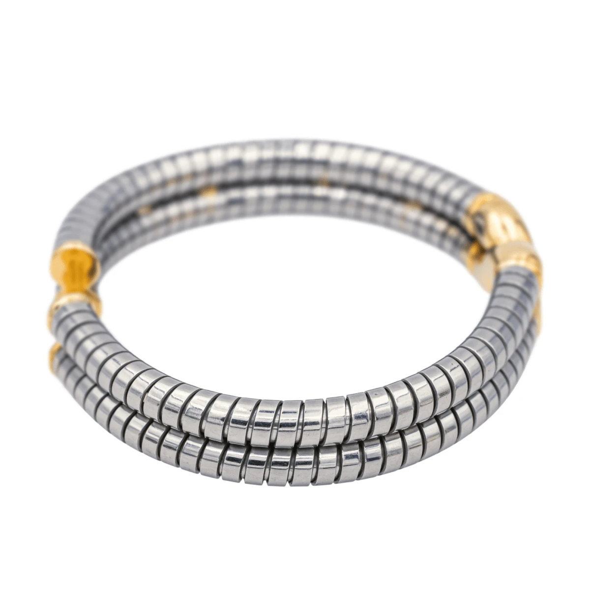 Bracelet Jonc BULGARI En Or Jaune Et Acier 4 Bracelet Jonc BULGARI En Or Jaune Et Acier – Image 4