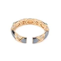 Bracelet Jonc BULGARI En Or Jaune, Hématite, émeraudes Et Diamants -Castafiore Boutique bracelet jonc bulgari en or jaune hematite emeraudes et diamants 339735