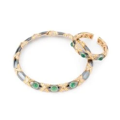 Bracelet Jonc BULGARI En Or Jaune, Hématite, émeraudes Et Diamants -Castafiore Boutique bracelet jonc bulgari en or jaune hematite emeraudes et diamants 423436