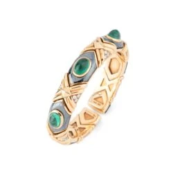 Bracelet Jonc BULGARI En Or Jaune, Hématite, émeraudes Et Diamants -Castafiore Boutique bracelet jonc bulgari en or jaune hematite emeraudes et diamants 960944